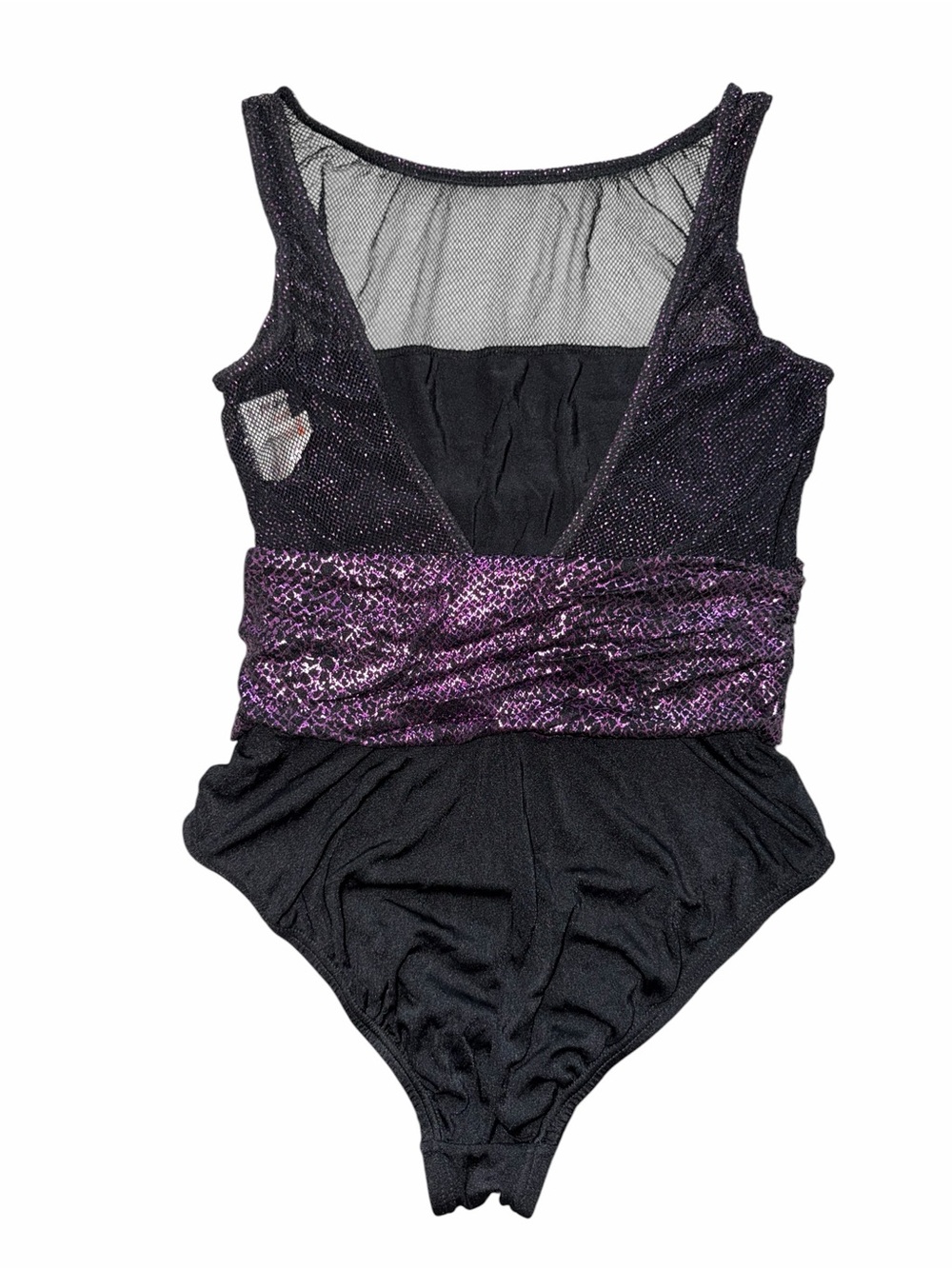 Vintage YSL Yves Saint Laurent Mesh Illusion Neck One Piece Glitter Swimsuit - Picture 6 of 11